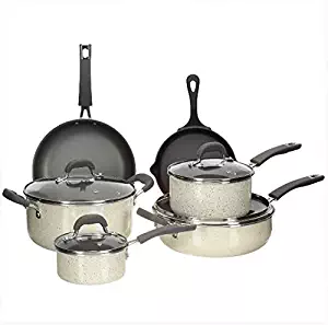 Best Pioneer Woman Speckled Non Stick Cookware Set (10 Pieces) Turquoise