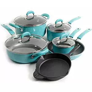 Best Pioneer Woman Speckled Non Stick Cookware Set (10 Pieces) Turquoise