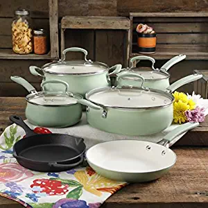 Best Pioneer Woman Speckled Non Stick Cookware Set (10 Pieces) Turquoise
