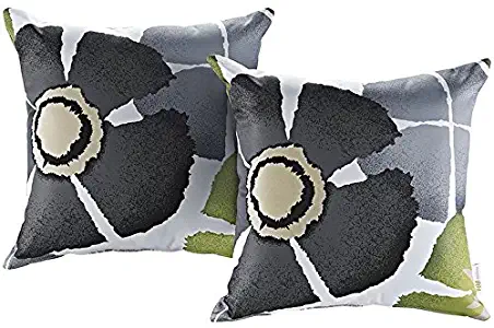 Modway Outdoor Indoor Two All Weather Patio Throw Pillows in Botanical