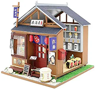 LEWIS1205 Miniature Christmas - DIY Japanese Style Tasting Liquor House Wooden Doll Houses Miniature Dollhouse Furniture Toy