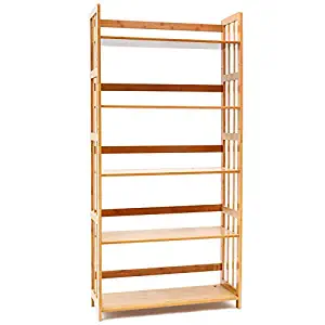 Bookcase Multifunctional Storage Rack 5 Tier Bookshelf Bamboo Natural