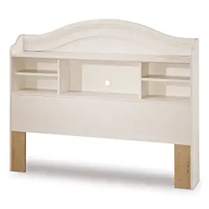 South Shore Summer Breeze Bookcase Headboard with Storage, Full 54-inch, White Wash