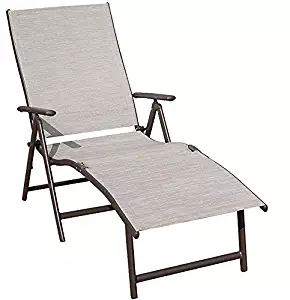 Kozyard Cozy Aluminum Beach Yard Pool Folding Reclining Adjustable Chaise Lounge Chair (1 Pack, Beige)