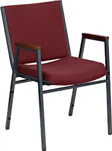 Flash Furniture HERCULES Series Heavy Duty, 3'' Thickly Padded, Burgundy Patterned Upholstered Stack Chair with Arms