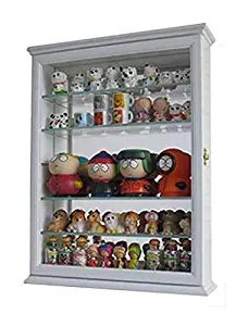 Small Wall Curio Cabinet Shadow Box Display Case 18.5" H X 14.25" W X 3.5" D (Outside), Mirrored Back, CD06 (White)
