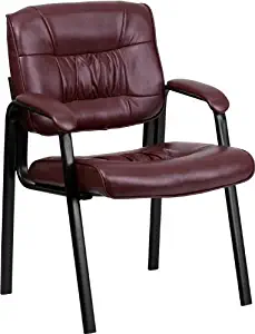 Flash Furniture Burgundy Leather Executive Side Reception Chair with Black Metal Frame