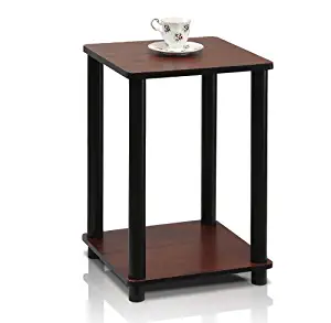 Furinno Turn-N-Tube End Table, Dark Cherry/Black