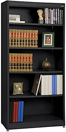 Sandusky Lee BA4R361872-09 Elite Series Radius Edge Welded Bookcase, 18" Length x 72" Height x 36" Width, Black