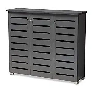 Baxton Studio Adalwin Dark Gray 3-Door Wooden Entryway Shoe Cabinet