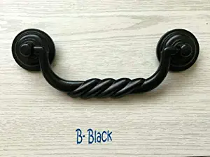 (Set of 1) 4 1/2" Drop Bail Drawer Dresser Pull Cabinet Handle Antique Bronze Black Pewter - Black