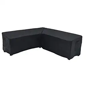 Linkool Outdoor Furniture Covers Patio Sectional Couch Protector Waterproof V Shaped Black Small Size 85x34x30H Inches