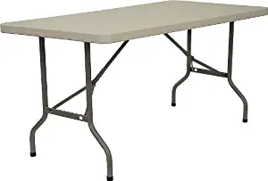 Flash Furniture 30''W x 60''L Granite White Plastic Folding Table , Gray/White -