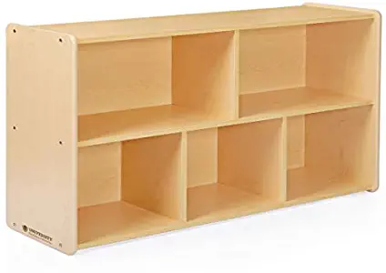 Guidecraft 5-Compartment Storage Shelves 24" - Natural Wood Bookshelf and Toy Organizer for Kids and Teachers: School Supply Furniture for Classrooms and Home