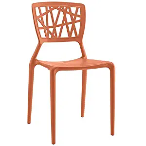 Modway Astro Stacking Accent Kitchen and Dining Room Chair in Orange - Fully Assembled