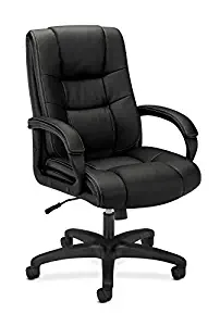 HON Executive Desk Chair - High-Back Upholstered Office Chair for Computer, Black (HVL131)