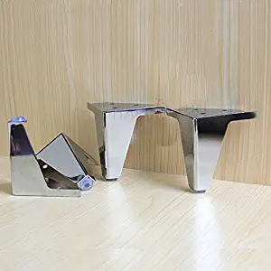 4 pcs furniture cabinet metal legs corner feet stainless steel chrome polish