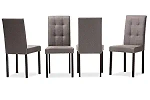 Baxton Studio 4 Piece Andrew Modern and Contemporary Fabric Upholstered Grid-Tufting Dining Chair Set, Gray