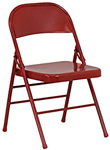 Flash Furniture HERCULES Series Triple Braced & Double Hinged Red Metal Folding Chair