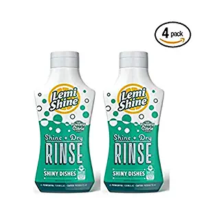 Lemi Shine, Shine + Dry Rinse, Natural Rinse Aid, Powered by 100% Natural Citric Extracts for Spotless + Shiny Dry Dishes Even in Hard Water, 8.45 oz. - 4 Pack