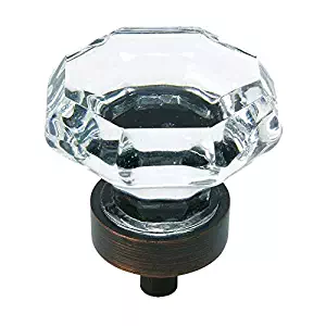 5 Pack - Cosmas 5268ORB-C Oil Rubbed Bronze Cabinet Knob with Clear Glass - 1-5/16" Diameter