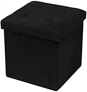 Sorbus Storage Ottoman Bench – Collapsible/Folding Bench Chest with Cover – Perfect Toy and Shoe Chest, Hope Chest, Pouffe Ottoman, Seat, Foot Rest, – Contemporary Faux Suede (Black)
