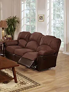 poundex Bobkona Motion Sofa in Chocolate Microfiber, Brown