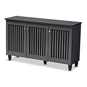 Baxton Studio Fernanda Dark Gray 3-Door Wooden Entryway Shoe Cabinet