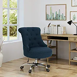 Christopher Knight Home Tyesha Desk Chair, Navy Blue + Chrome