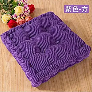 Roberts 18"x18" Square Corduroy Super Soft Polyester Cotton Chair Cushion Thickened Office Seat Cushions Mat Pad for Home Office Kitcken(Purple)