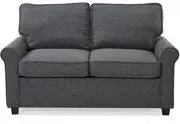 57" Loveseat Sleeper with Memory Foam Mattress, Grey, Pocketed Coil Seating, Bundle with Ebook for Home Furniture