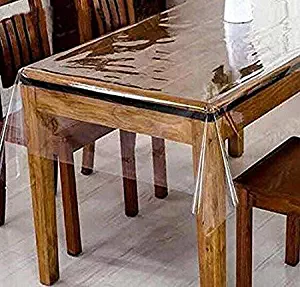 GorgeousHome CLEAR/TRANSPARENT TABLECLOTH HEAVY DUTY KITCHEN TABLE TOP COVER WATER PROOF HARD PLASTIC VINYL SPILLS PROTECTOR (60"X 90" OBLONG/REGTANGULAR)