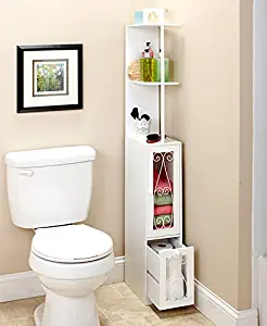 Bathroom Storage Cabinet with Scrolled Drawers for Towels, Toilet Paper - White