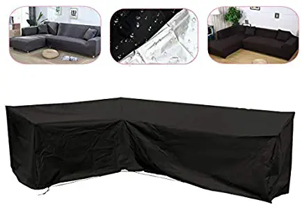 dDanke Black Universal L Shape Sofa Covers for Left Hand Waterproof & Dustproof Furniture Outdoor Outside Cover, 78''x106''x35''x50''x76''