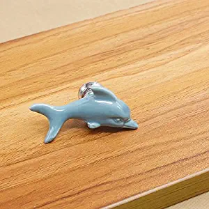 CSKB 7 Pcs 61mm Ceramic Dolphin Knob, Crystal Drawer Knobs Dresser Knobs Furniture Hardware Cabinet Closet Kitchen Knob Pull Handles for Home Office DIY