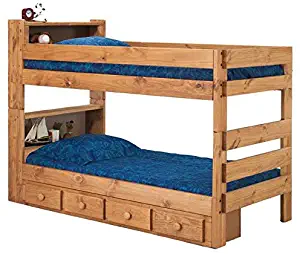 Chelsea Home Twin XL Over Twin XL Bookcase Bunk Bed with Queen Rail