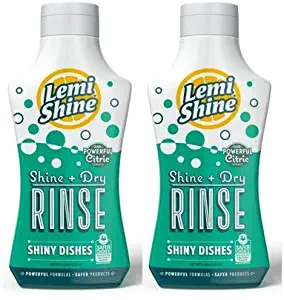 Lemi Shine, Shine + Dry Rinse, Natural Rinse Aid, Powered by 100% Natural Citric Extracts for Spotless + Shiny Dry Dishes Even in Hard Water, 8.45 oz. - 2 Pack