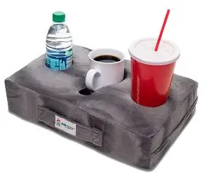 Cup Cozy Pillow (Gray) As Seen on TV-The world's BEST cup holder! Keep your drinks close and prevent spills. Use it anywhere-Couch, floor, bed, man cave, car, RV, park, beach and more!
