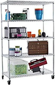 Trinity 5-Tier NSF EcoStorage Shelving Rack with Wheels, 48 by 24 by 72-Inch, Chrome