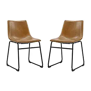 Pemberly Row 18" Faux Leather Dining Chair in Whiskey Brown (Set of 2)