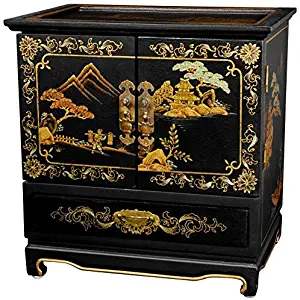 Oriental Furniture Empress Lacquer Jewel Box (Black Crackle)