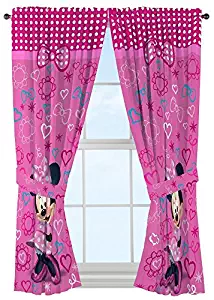 Disney Minnie Mouse Window Panels Curtains Drapes Pink Bow-tique, 42" x 63" each
