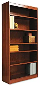 Alera Square Corner Wood Veneer Bookcase, Six-Shelf, 35-5/8w x 11-3/4d x 72h, Mahogany