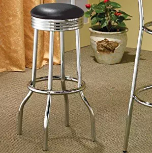 Set of 2 50's Retro Nostalgic Style Black Bar Stools - 29"H