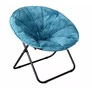 Mainstay Teal Comfortable Faux Fur Plush Folding Saucer Chair