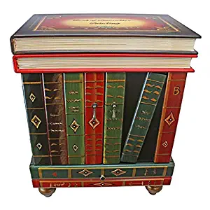 Design Toscano The Lord Byron Vintage Decor Stacked Books End Table Storage Furniture, 28 Inch, MDF Wood, Full Color