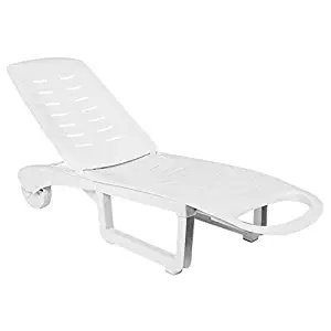 Atlin Designs Pool Chaise Lounge in White, Commercial Grade (Set of 2)