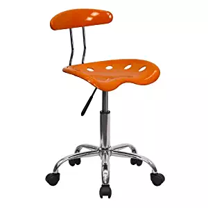 Flash Furniture Vibrant Orange and Chrome Swivel Task Chair with Tractor Seat
