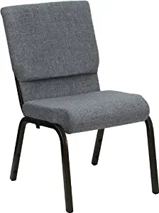 Flash Furniture HERCULES Series 18.5''W Stacking Church Chair in Gray Fabric - Gold Vein Frame