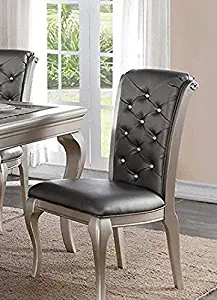 Poundex PDEX-F1540 Liboria 2 Antique Silver Rubber Wood Dining Chairs, Multi